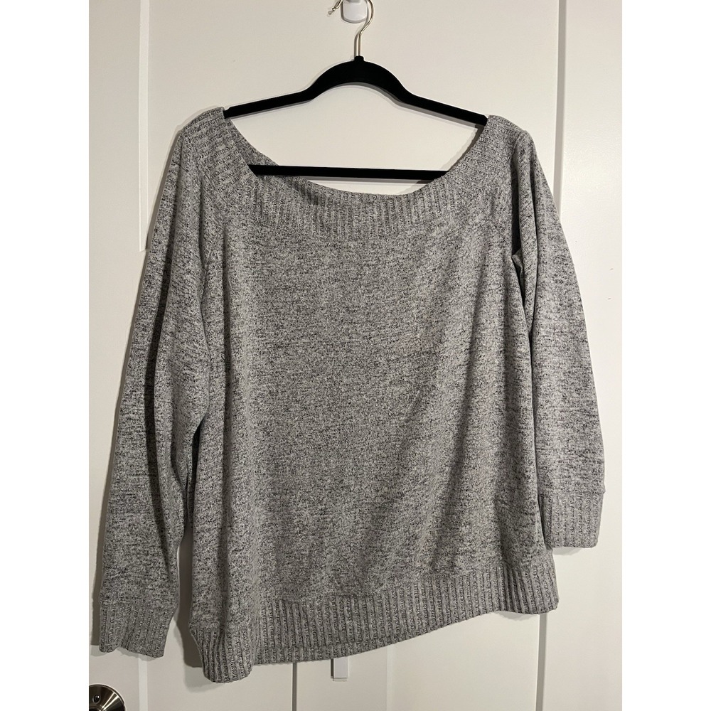 Torrid Women’s Off-Shoulder Super Soft Plush Rib Trim Sweatshirt Gray Size 0